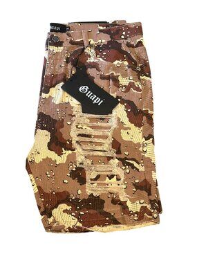 Guapi Distressed Camo Cargo Shorts Mens Size 36 Cotton Blend Limited Edition